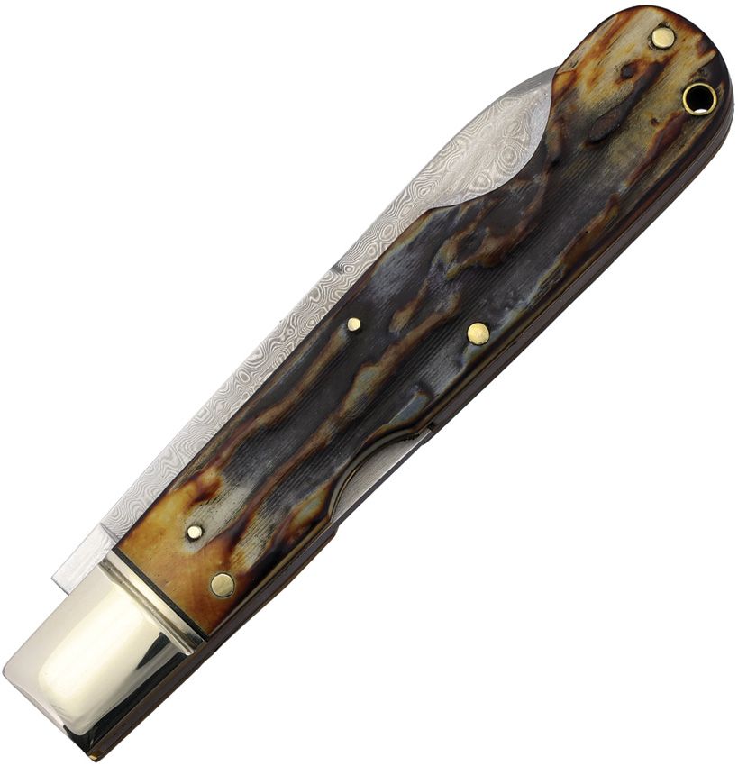 Rough Rider Lockback Cinnamon Bone Damascus
